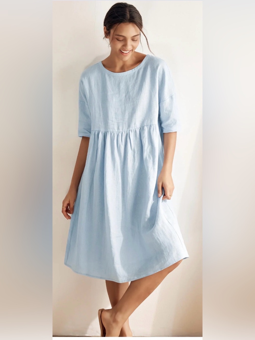 NWT Lintico 100% linen A line Midi Dress -Size M
